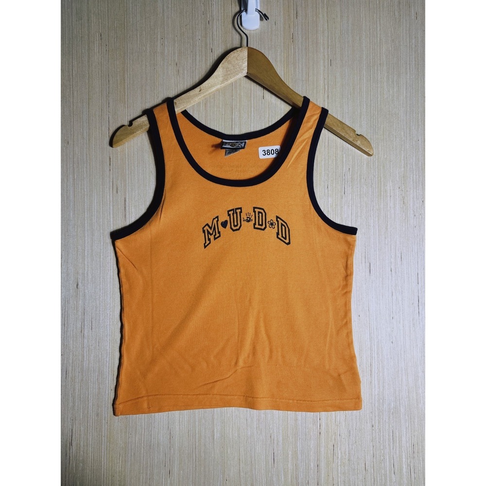 Vintage Mudd Tops Crop Shirt Extra Large Orange Short Sleeve Women's Y2K